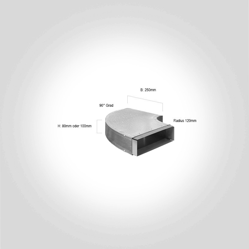 Intelmann Flachkanal T-Stück 90° – Breite 300 Mm, Abgang 140 Mm, Verzinkter Stahl Für Lüftung