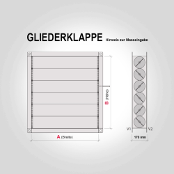 Gliederklappe Jalousienklappen, Jalusienklappe Luftdicht auf Mass Handstellsegment Edelstahl V2A CNS Motorantrieb