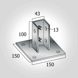 Wandflansch Schienenfuss Edelstahl V2A