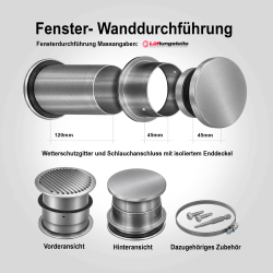 Wetterschutzgitter Fensterdurchführung Klimaanschluss Lochdurchführung Glasdurchführung Wanddurchführung