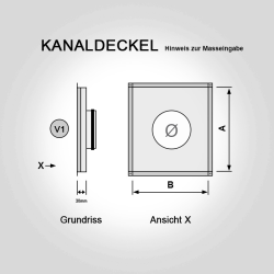 Lüftungskanaldeckel Lüftungsdeckel Kanaldeckel auf Mass Edelstahl mit Stutzen V2A