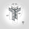 Winkel-Verbinder Eck-Verbinder 90° Verzinkt Rechts Knopfsystem 41mm Winkelverbinder Eckverbinder