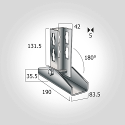 Gelenk-Verbinder 0-180° für Konpf-System verzinkt 41 x 41 mm