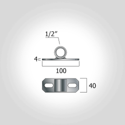 Grundplatte 100mm x 40mm x 4.0mm mit 1/2" Innengewinderohr, 90° geschweißt und verzinkt.