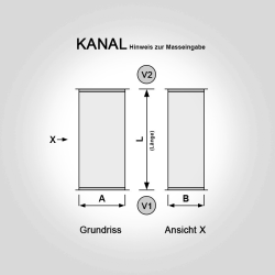 Lüftungskanal Masszeichnung