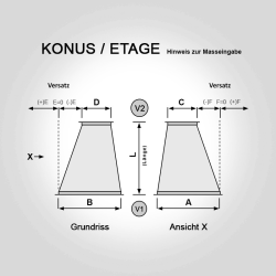 Lüftungskonus Lüftungsetage Konus Etage Masszeichnung