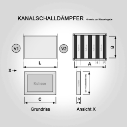 Lüftungsschalldämpfer Lüftungskanalschalldämpfer Schalldämpfer Masszeichnung