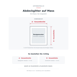 Abdeckgitter Design Designgitter rechteckig auch mit Lackierung Dekogitter Alunimium Masszeichnung